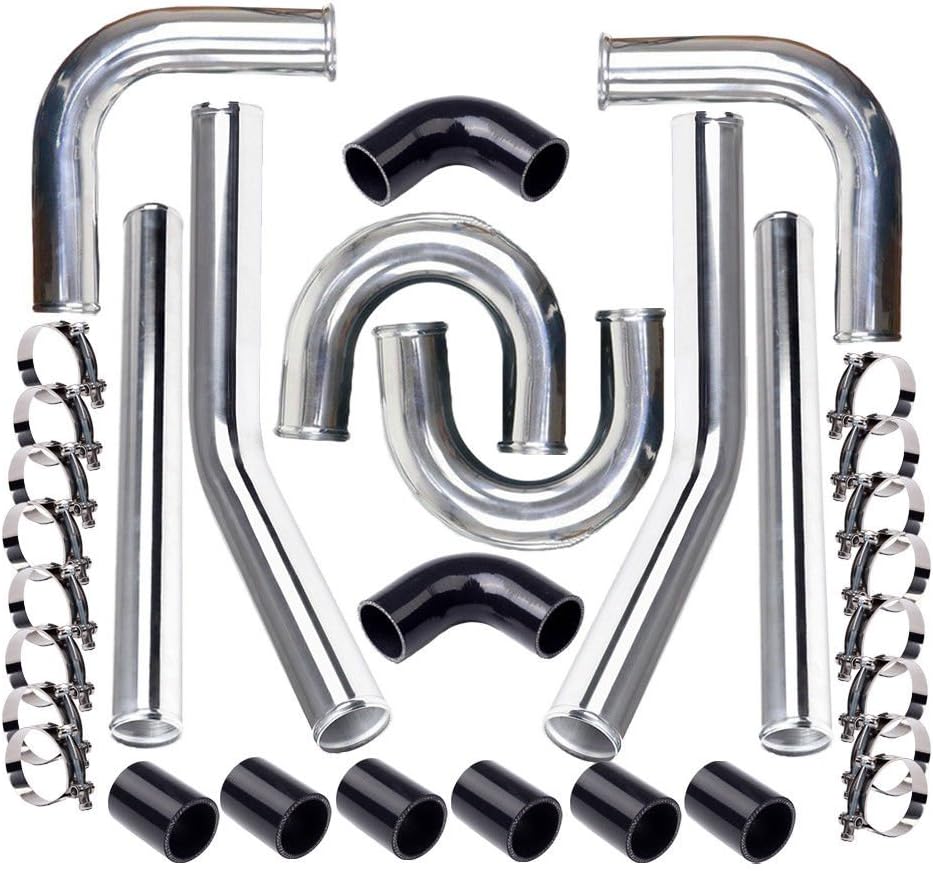 SUNROAD Universal 3 Inch Aluminum Intercooler Piping UPipe Kit Coupler TBolt Black or Blue