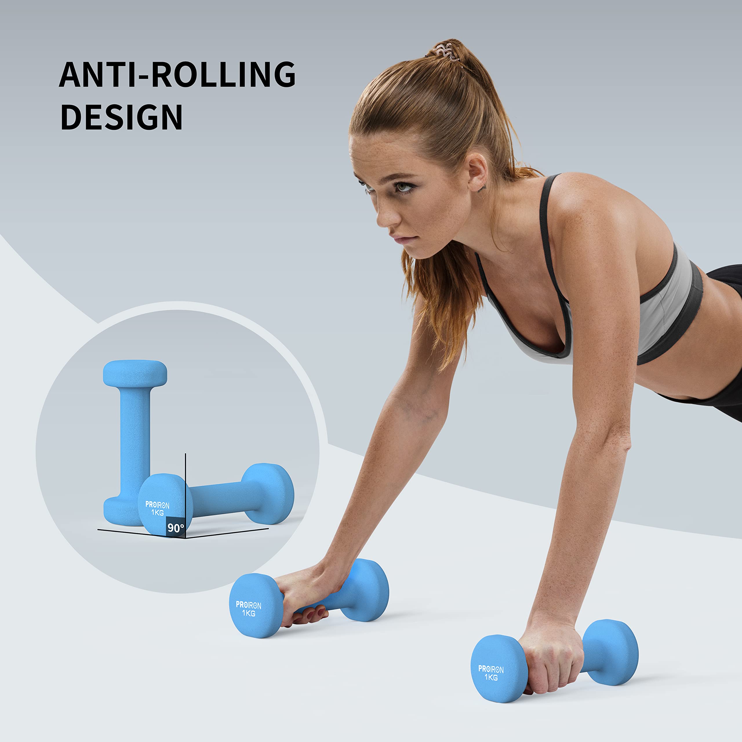 PROIRON Pesi Palestra in Casa Fitness e Palestra Manubri e Pesi Fitness Pesi per Palestra Manubrio (Set di 2) 1-10kg