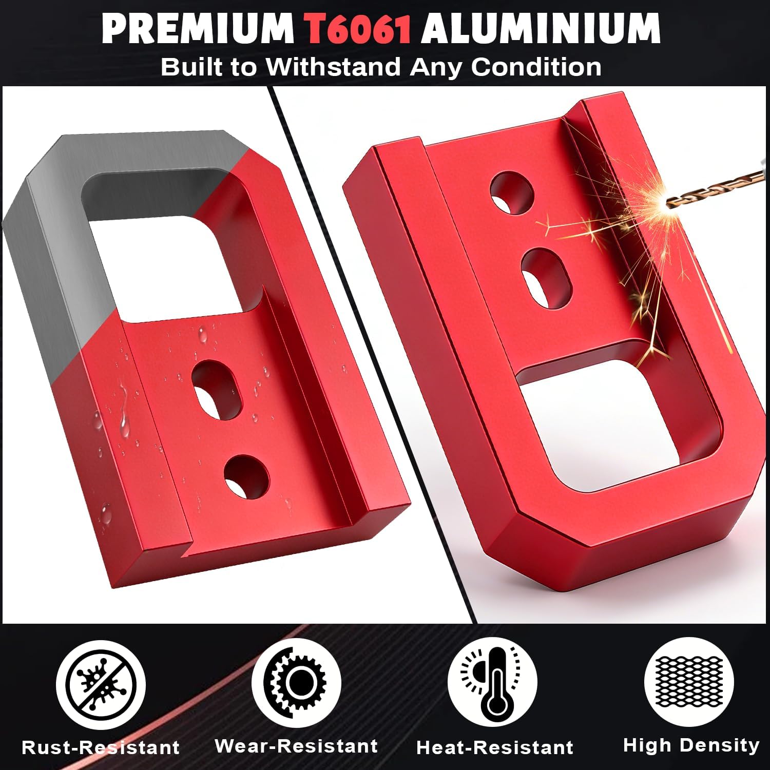 Tow Hooks for Tacoma 2024-2026/4Runner 2025-2026/Land Cruiser 250 2024-2025, T6061 Aluminum, 10,000lbs Capacity, Tow Hooks for Toyota Tacoma/4Runner/Land Cruiser 250, Bolt-On Installation (Red)