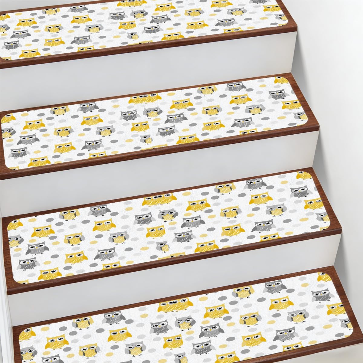 Alfombra para peldaños de escalera interiores protectores antideslizantes divertidos búhos