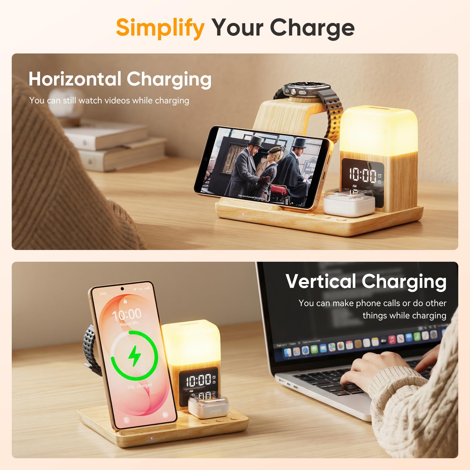 Stazione di ricarica induttiva per Samsung - 3 in 1 Wireless Charger