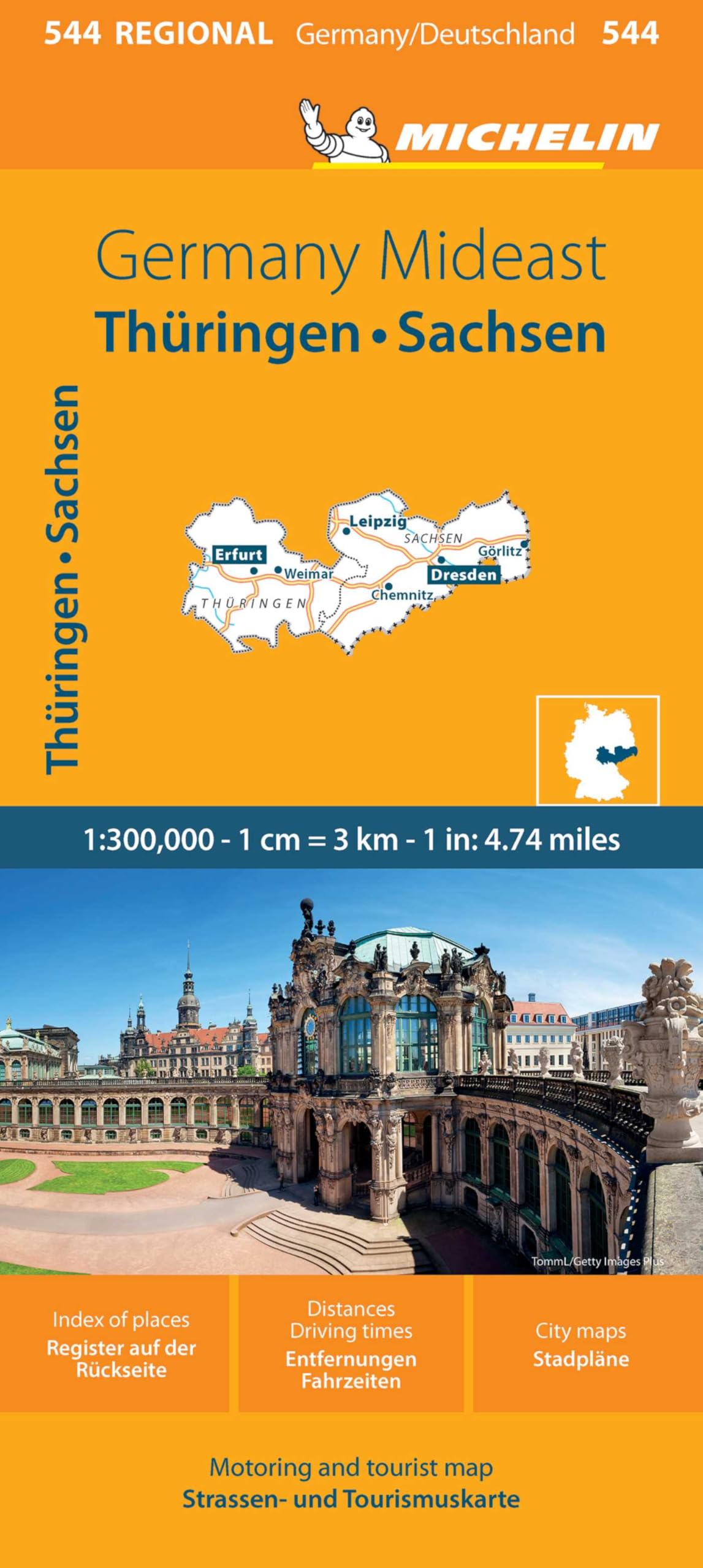 Germany Mideast - Michelin Regional Map 544: Straßen- und Tourismuskarte 1:300.000