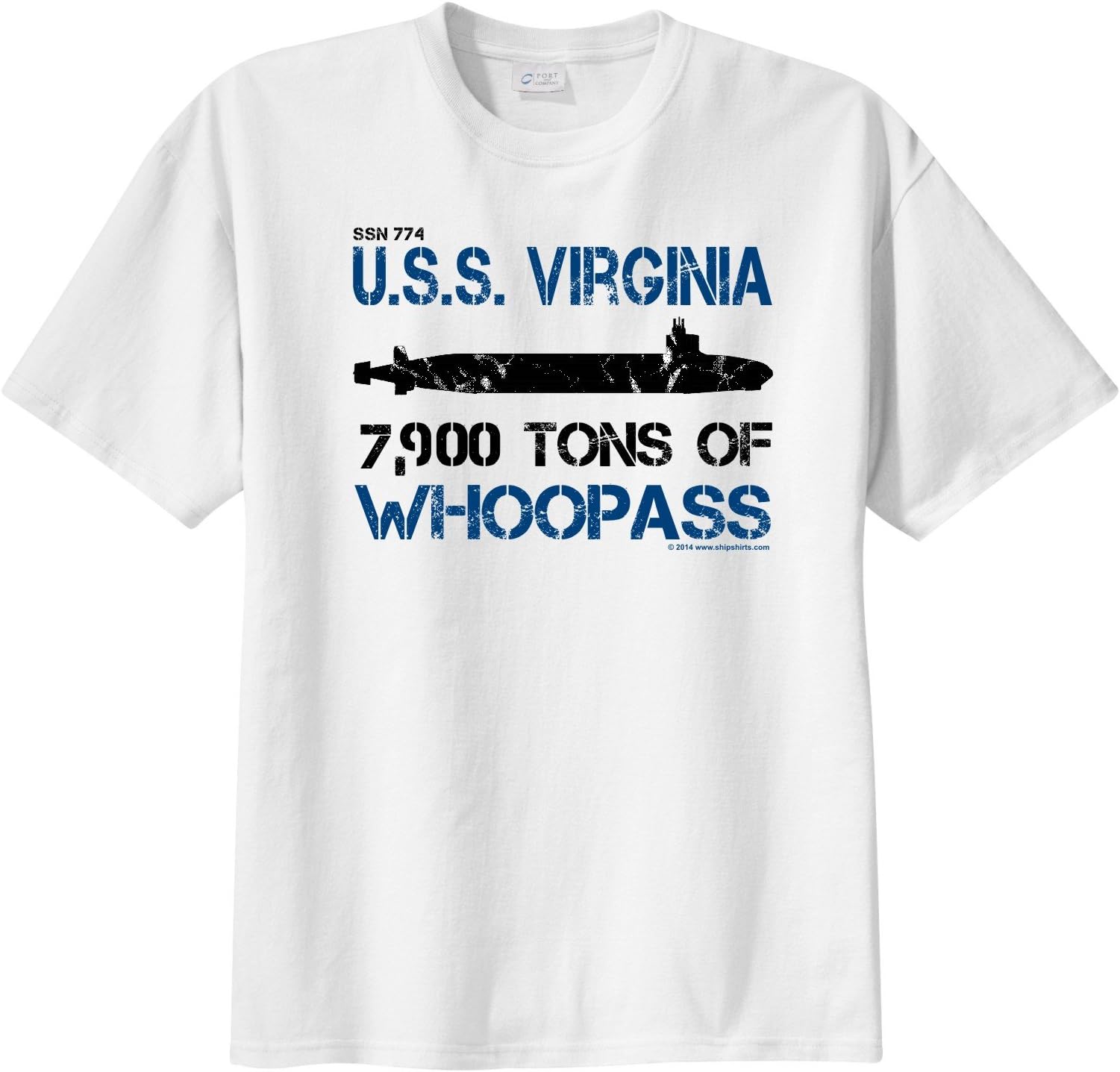 ShipShirts Men's SSN 774 USS Virginia 7,900 tons of Whoopass Short Sleeve T-Shirt