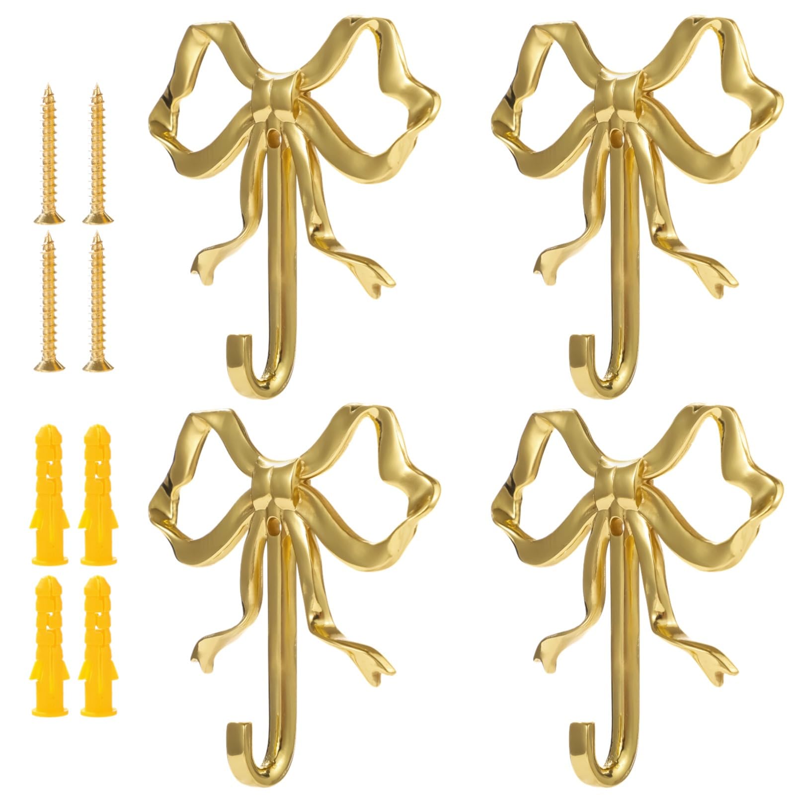 4 Stück Gold Bogen Haken Vintage Messing Dekorative Kleiderbügel Wandmontierte Handtuchhalter Schöne Wanddekoration für Küche Badezimmer Wohnzimmer