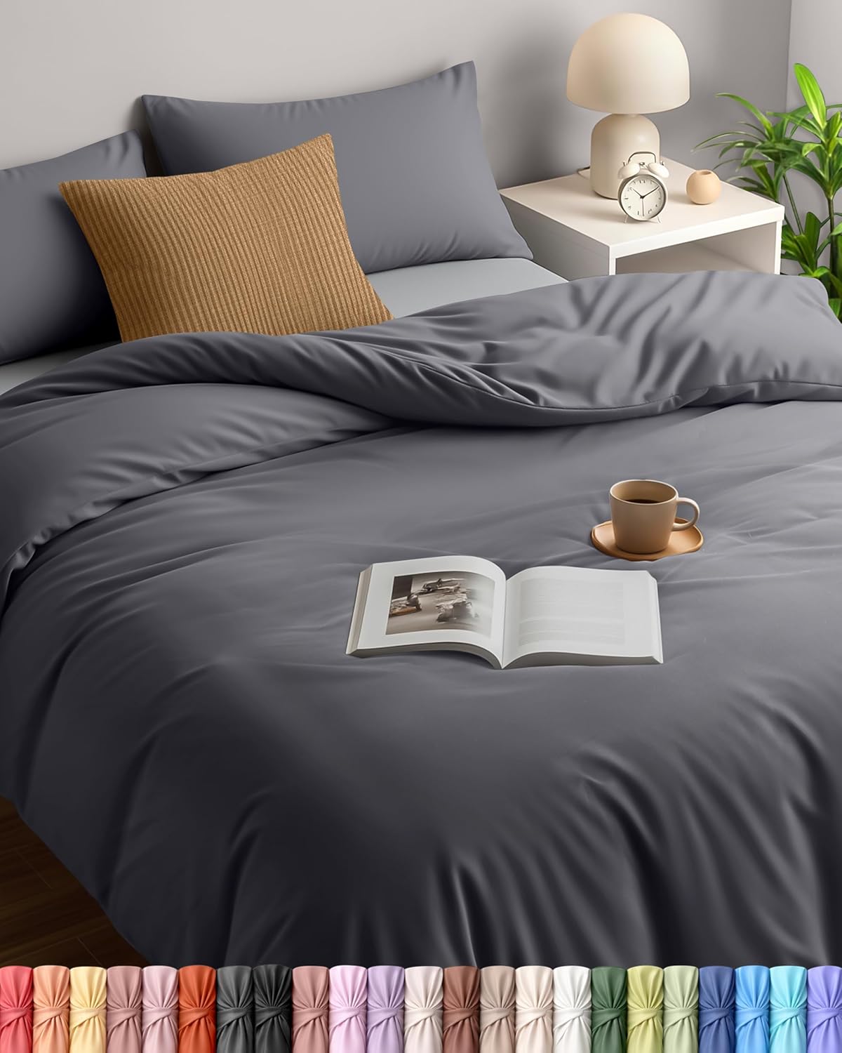 Utopia Bedding Duvet Cover Double - Soft Microfibre Polyester - Bedding Quilt Cover Set, with Pillow cases (Grey)