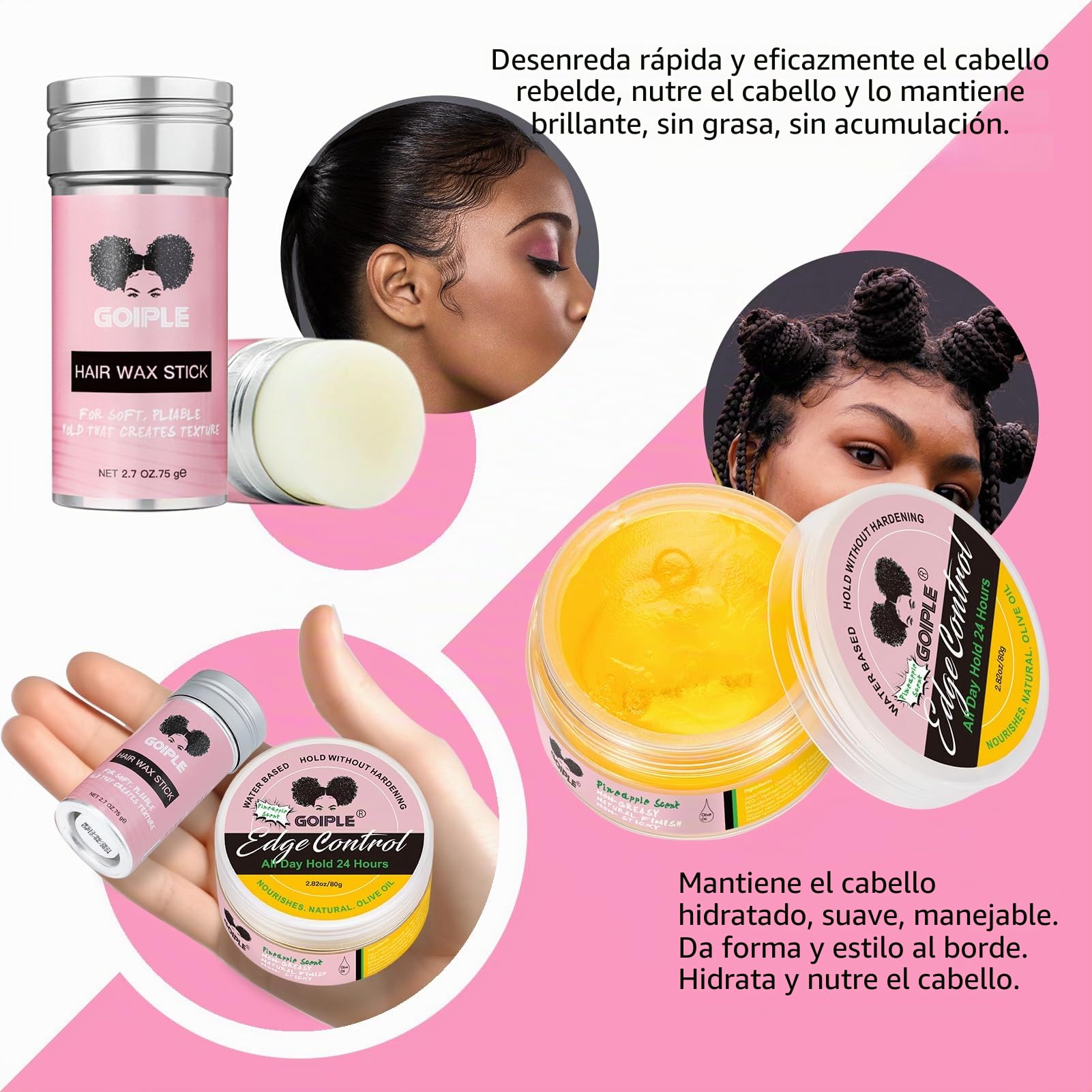 Adhesivo Capilar Para Pelucas, Adhesivo De Fuerte Sujeción Para Peluca Frontal De Malla Con Disolvente, Barra De Cera Capilar, Kit De Instalación De Peluca De Control De Bordes