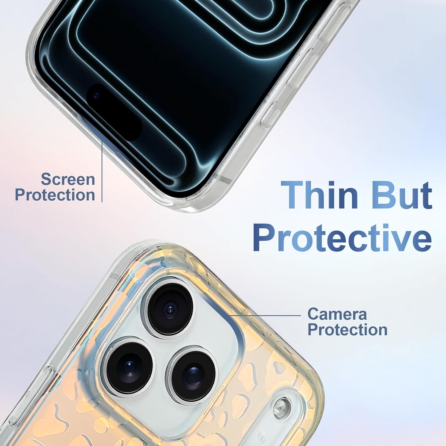 Cute Case for iPhone 17 Pro Case for Women Girls [ Compatible with Magsafe ] Translucent Gold Cheetah Print Pattern Design, Aesthetic Glitter Sparkly Bling Leopard Magnetic Phone Cover - Image 4