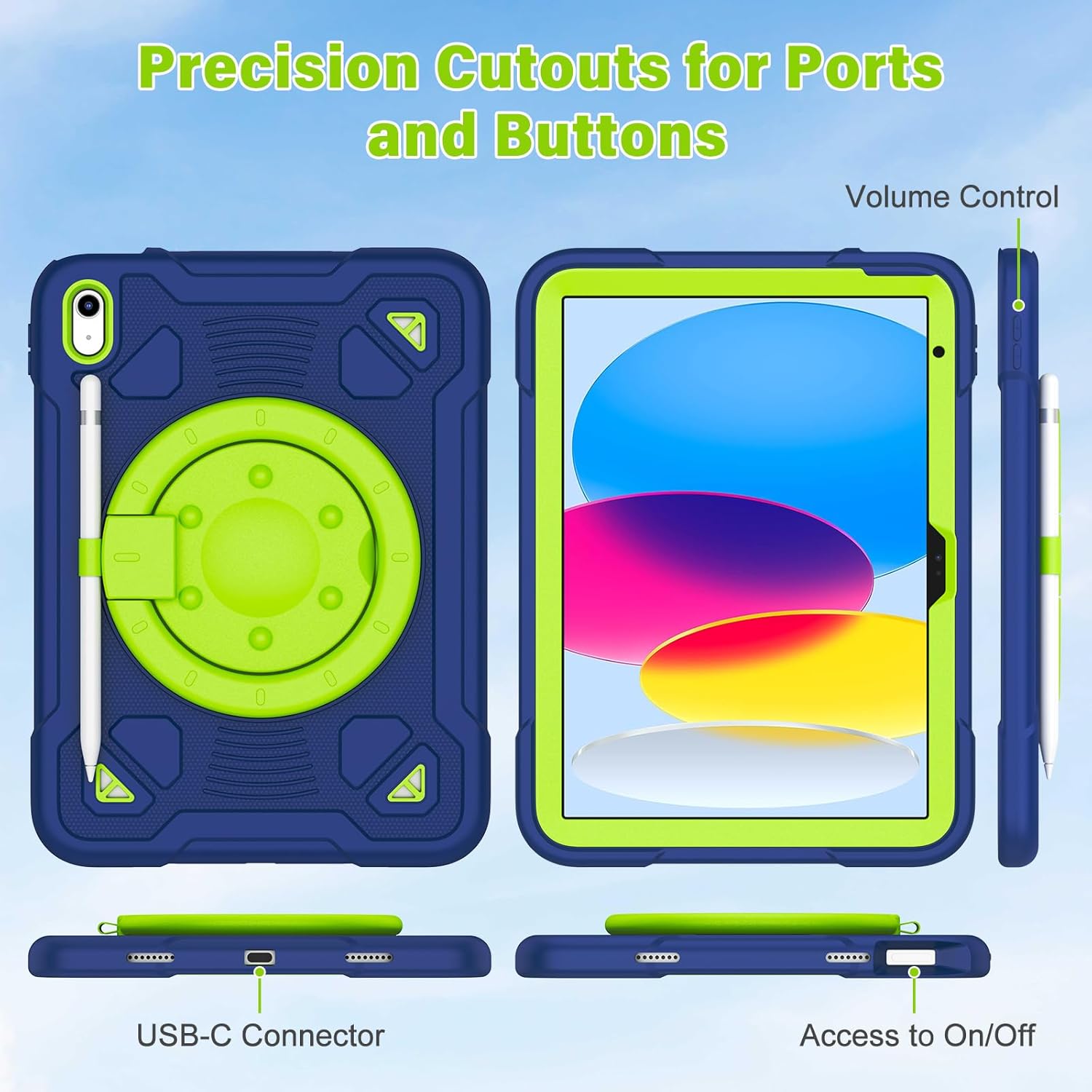 for iPad (A16) 11th Generation Case 11 Inch 2025, iPad 10th Generation case 10.9 Inch 2022, Shockproof Case with Screen Protector, 360° Rotating Stand Shoulder Strap Pencil Holder - Image 6