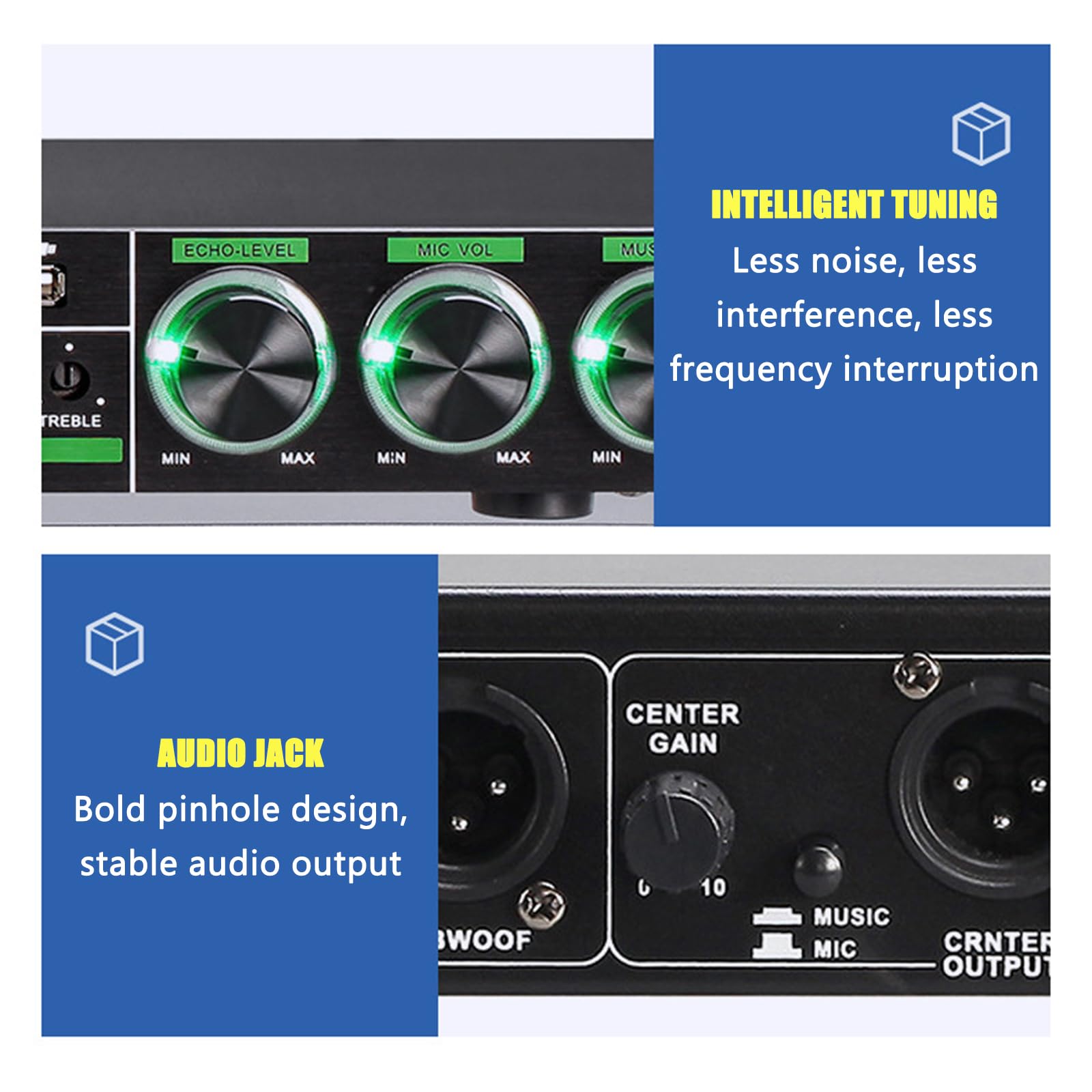 GZPKJ Processeur D'effets Vocaux, Processeur Audio Anti-hurlement Professionnel, Méthodes De Transmission Audio Multiples, Affichage LED, pour Réverbérateur Domestique, Karaoké, Scène, Église