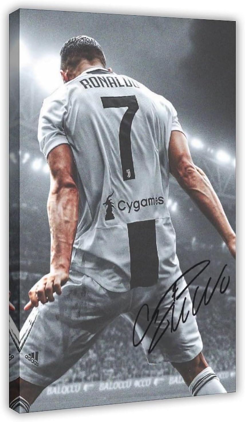 Cristiano Ronaldo Portuguese Professional Footballer Autograph Poster Canvas Poster Bedroom Decor Sports Landscape Office Room Decor Gift Frame-style 20x30inch(50x75cm)
