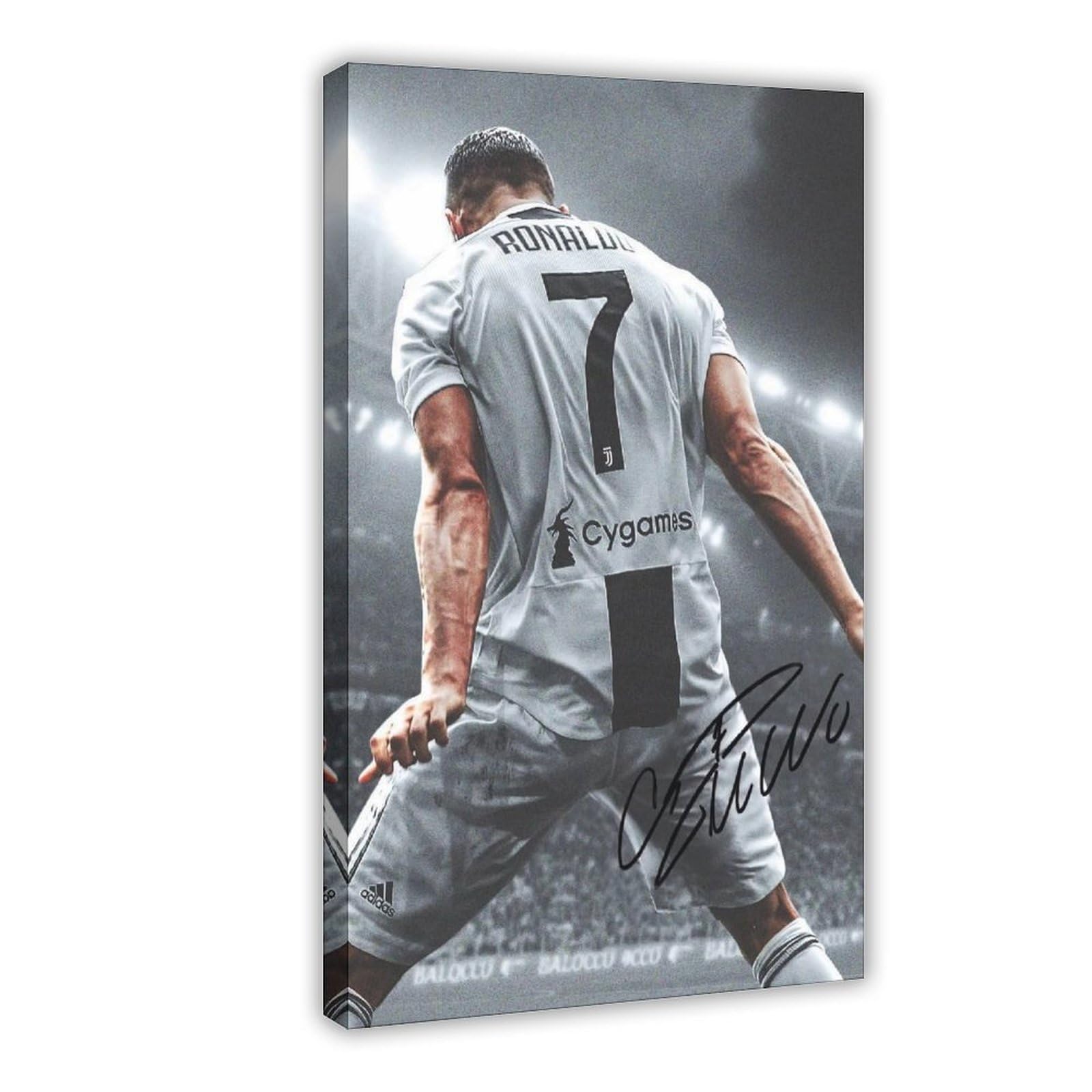 Cristiano Ronaldo Portuguese Professional Footballer Autograph Poster Canvas Poster Bedroom Decor Sports Landscape Office Room Decor Gift Frame-style 20x30inch(50x75cm)