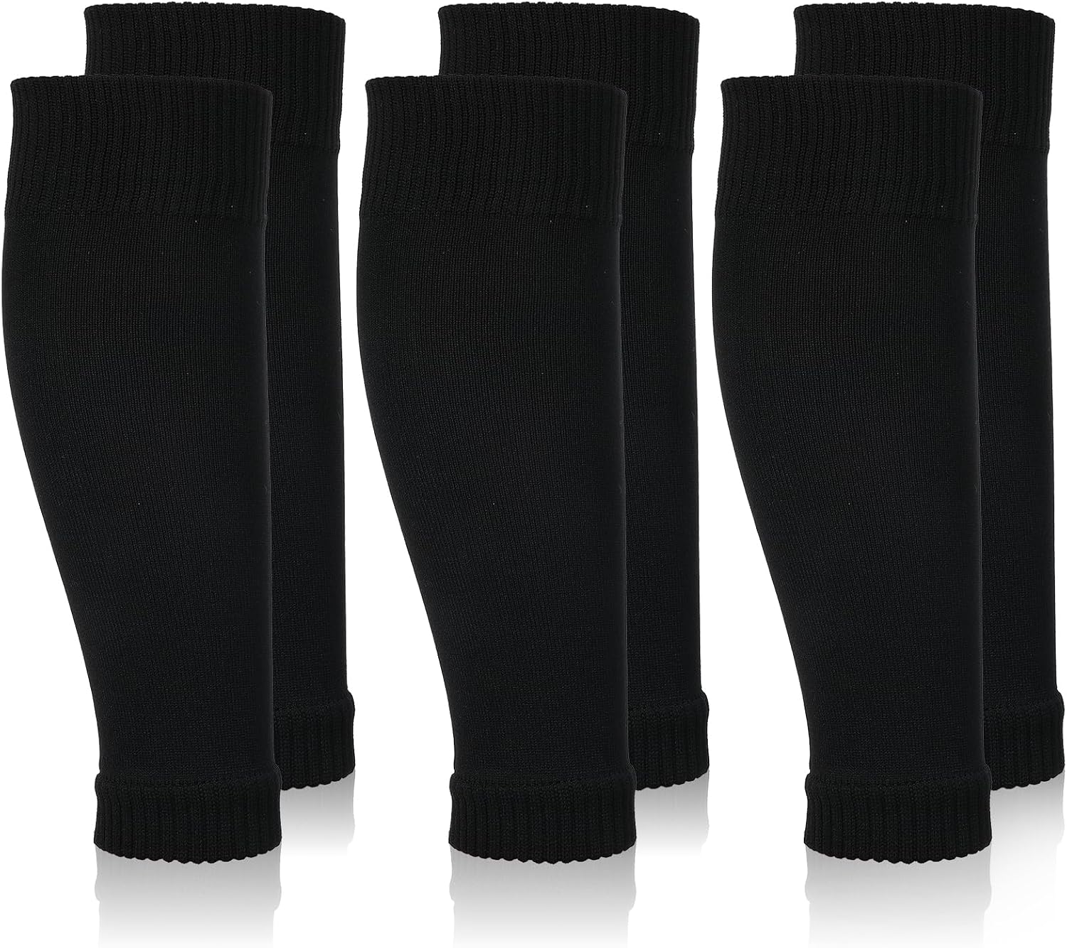 Larrel 3 Pairs Soccer Leg Sleeves, Pre-cut Soccer Sleeves for Men and Women, Athletic Shin Guard Sleeve for Football, Basketball, Baseball, Softball, Rugby, Running and Cycling (Black)