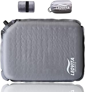 Inflatable Seat Cushion Lightweight Self-Inflating Memory Foam Cushion for Stadium Camping Bleachers Airplane Travel Waterproof Portable Blow Up,Gray