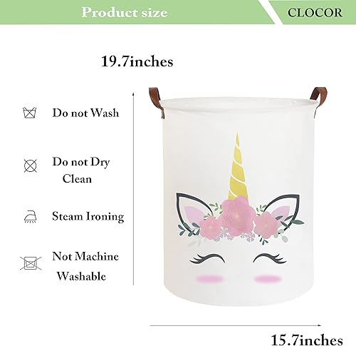Miniatura 6 de CLOCOR Cesta de lavandería de unicornio rosa, contenedor de almacenamiento de juguetes para niños, canasta de ropa sucia para bebé, canasta de