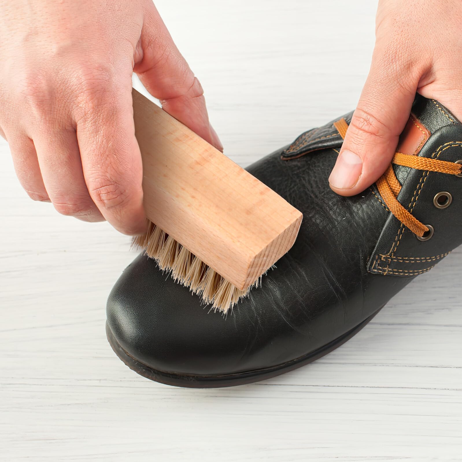 10 Stück Schuhbürsten mit Holzgriff Dichten Naturborsten zur Schuhreinigung und Schuhcreme für Lederschuhe und Stiefel Geeignet für Zuhause und Schuhpflege