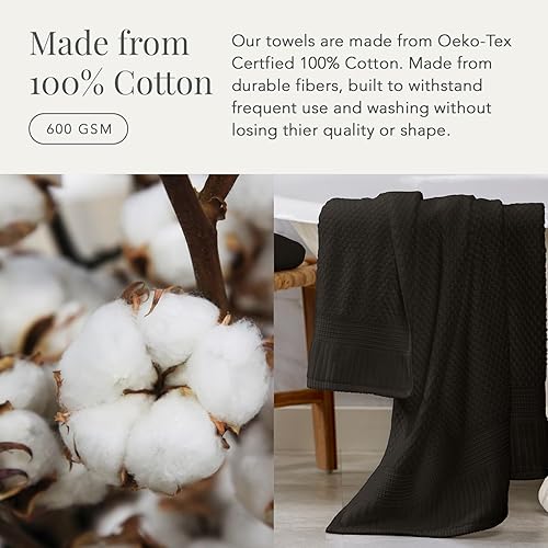 Miniatura 4 de NY Loft Paquete de 4 toallas de baño 100% algodón, supersuaves y absorbentes, de secado rápido, 30 x 52 pulgadas, algodón texturizado y duradero,