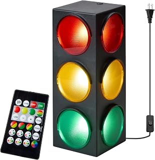 Playbees 12.25" USB Traffic Light Lamp with Remote Control - Blinking Modes for Classroom Management, Bedroom Decor & Parties