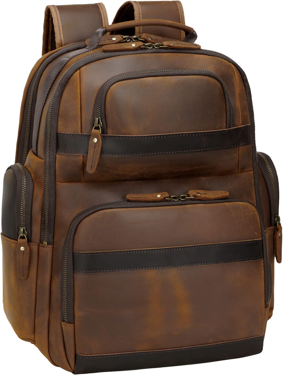 Vintage Leather Backpack for Men15.6 Inch Laptop Bag Large Capacity Business Travel Hiking Backpack Casual Daypack Outdoor