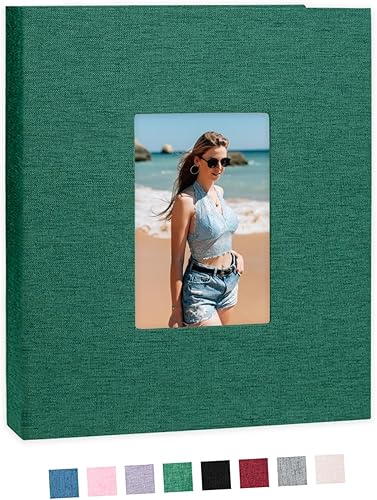 Cherrich Álbum de fotos de lino de 8 x 10 pulgadas, álbum de 26 páginas con capacidad para 52 fotos, carpeta de presentación de arte para