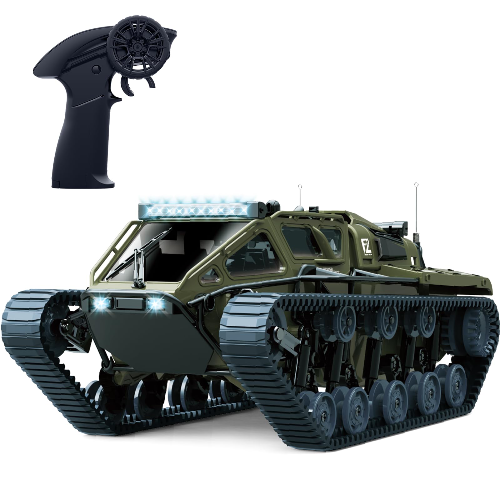 Mostop Remote Control Tank 1/16 Scale Alta Velocidad RC Tank Offroad Crawler para Niños, 2.4Ghz Remote Control Crawler Drift Army Truck con 2 Baterías, Camión de Derrape Giratorio 360° Juguetes de