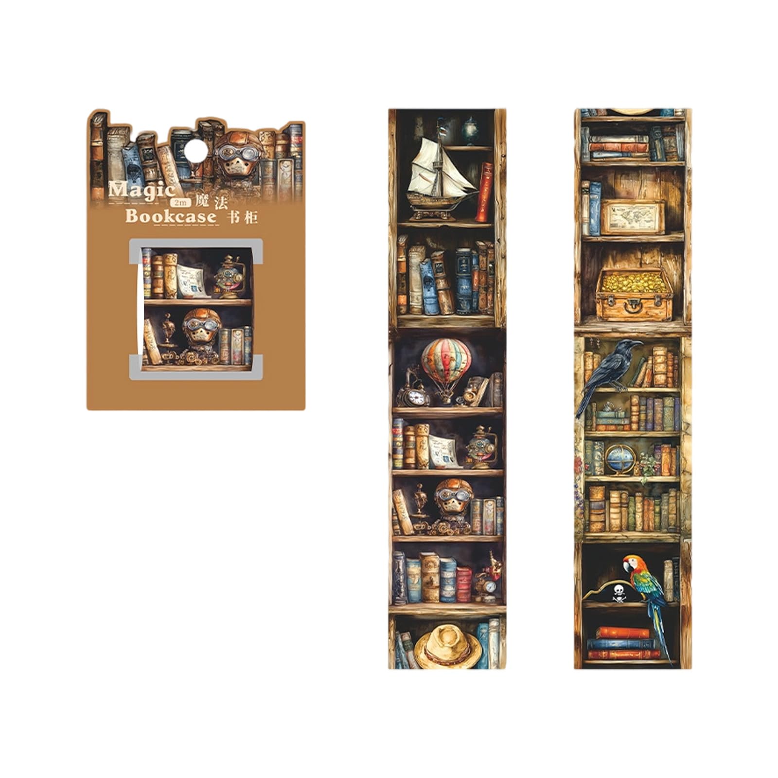 Scrapbooking Decorative Sticker 40mmX2m Magical Bookshelf PET Tape for Journal Planner Notebook Photo Album Waterproof Journaling Sticker
