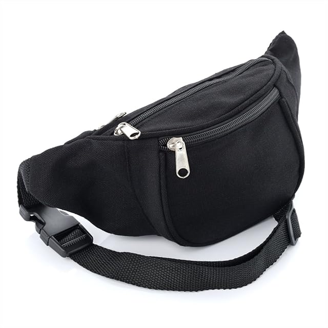 Black Canvas Bum Bag / Fanny Pack - Festivals /Club Wear/ Holiday Wear