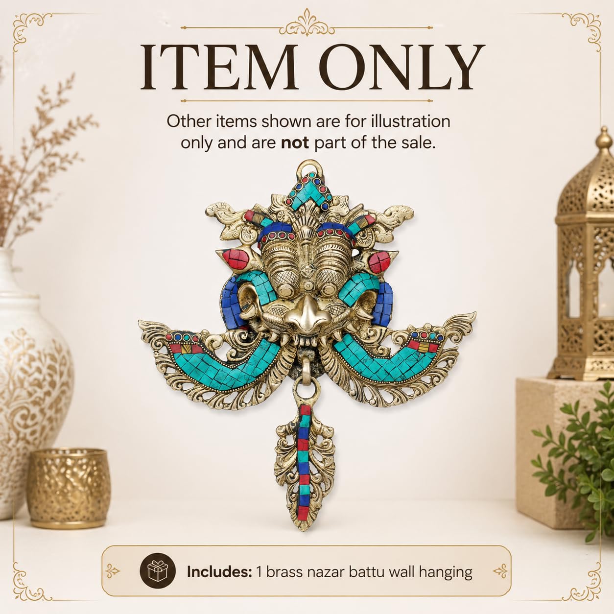 Kartique Brass Kirtimukha Nazar Battu Wall Hanging, 11.5 Inch 4