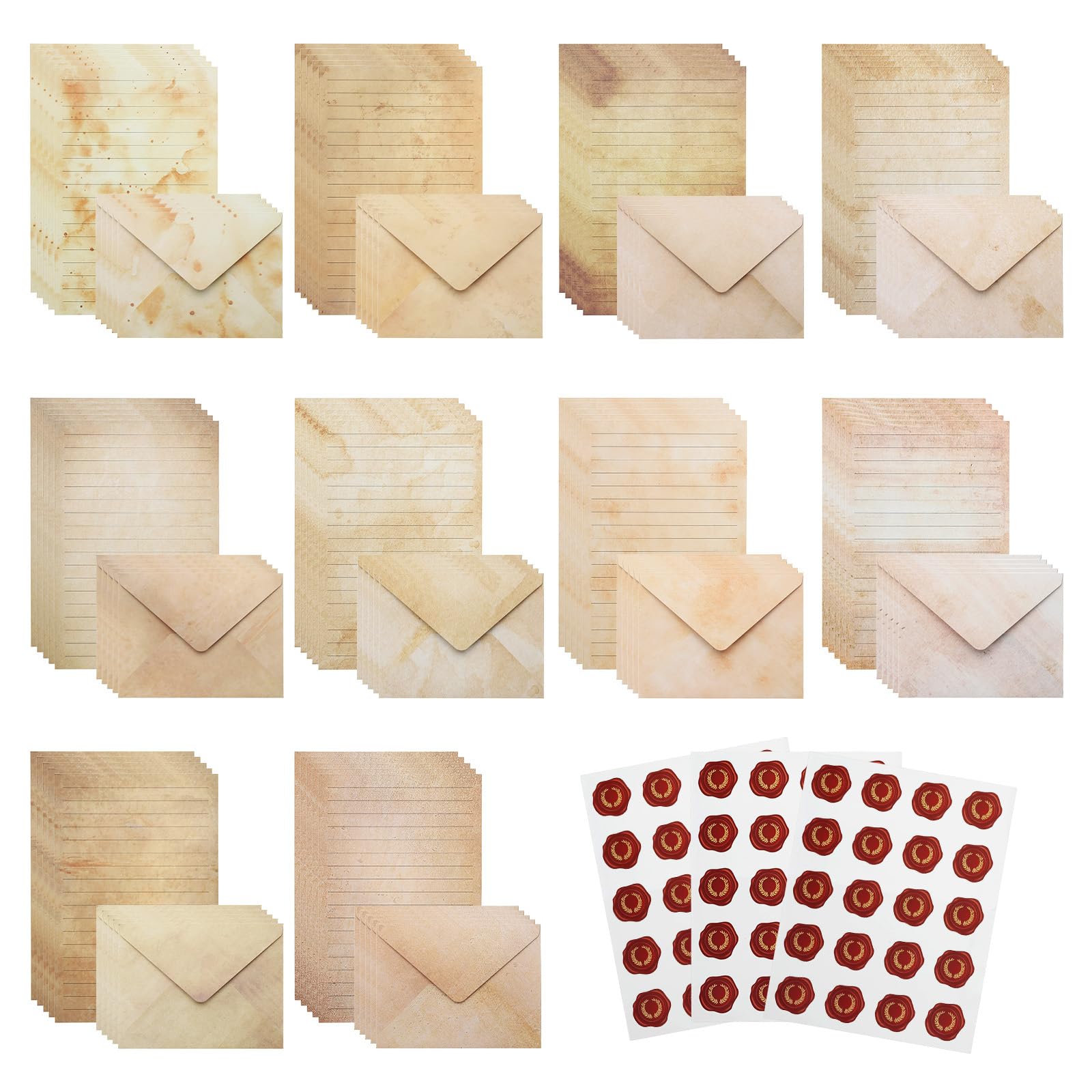 PATIKIL Stationery Paper and Envelopes Set, 50Pcs Writing Paper with 50Pcs Envelopes 60Pcs Sticker