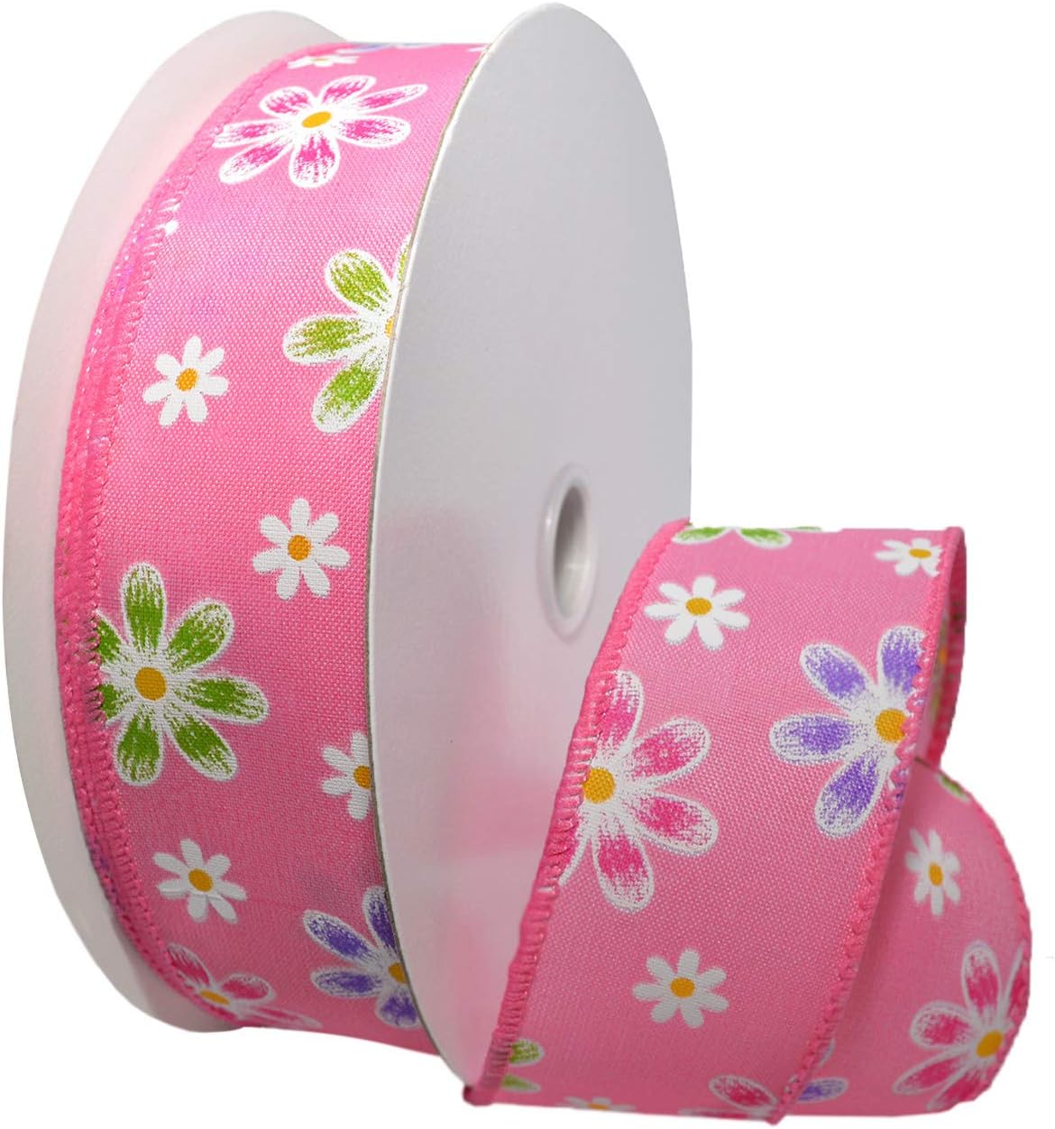 Morex Ribbon Wired Posies Ribbon, 1.5 inch by 25 Yard, Pink, 7595.40/25-020
