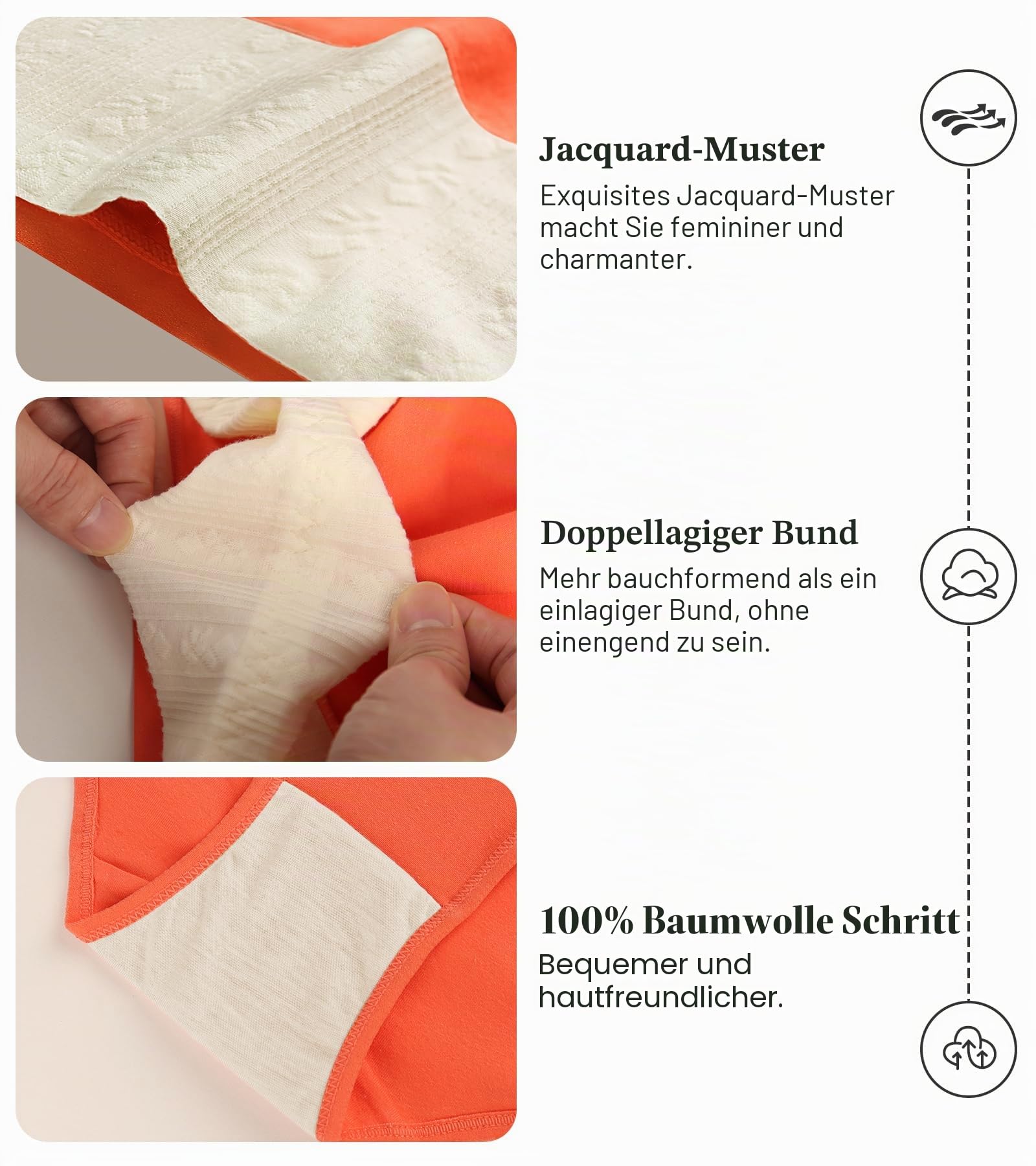 Damen-Unterwäsche, Baumwolle Unterhosen Frauen, 5er Pack, Hohe Taille, Weicher Stretch-Slip, volle Abdeckung