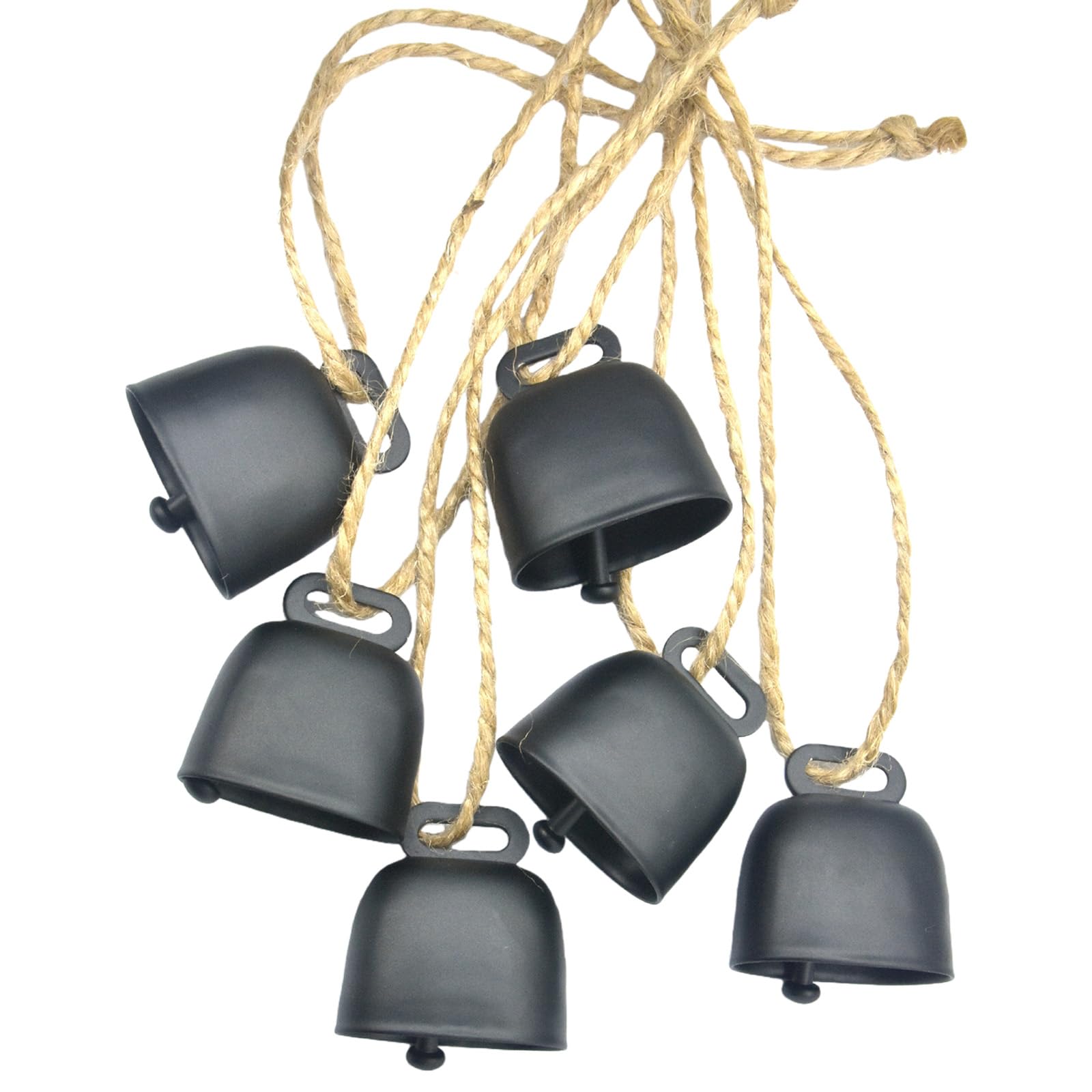 Jazuaiao 6Pcs Classical Bronze Cowbell Metal Hanging Bells Decoration for Craft Projects Home Cafes Shop Festive Christmas Wreath Home Decors Bells