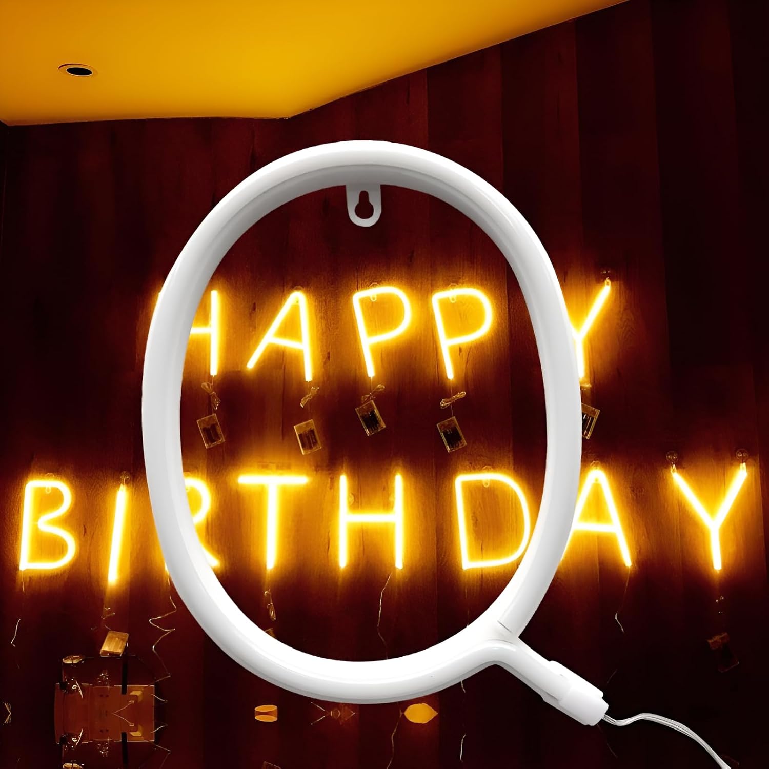White Plastic Warm LED Letter Q Sign Light,USB & Battery Powered image 5