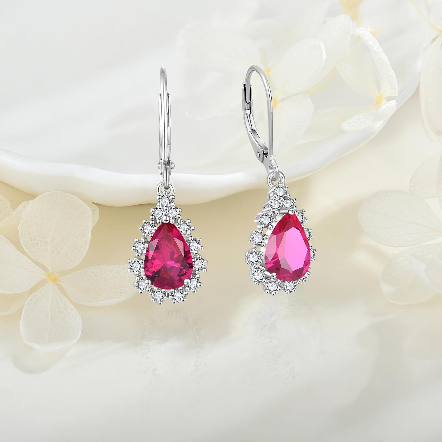 Teardrop Dangle Drop Earrings Leverback Earrings 925 Sterling Silver Cubic Zirconia Earrings Christmas Gift for Women Her Wife Mother