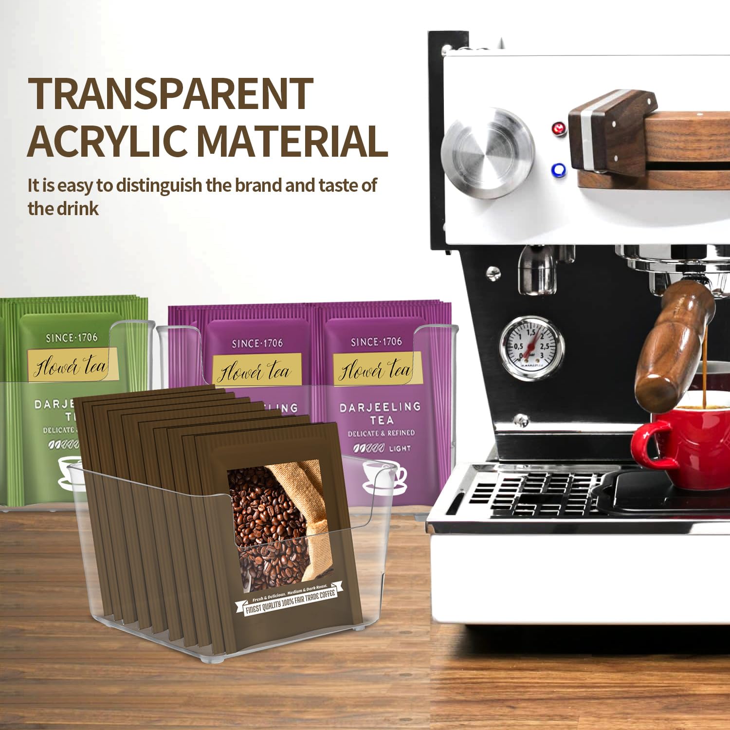 Soportes Para Paquetes De Azúcar, Porta Bolsas Té Caja Organizador Transparente Acrílico Té, Cápsulas Para Restaurante, Hotel, Cafetería, Mesa, Oficina