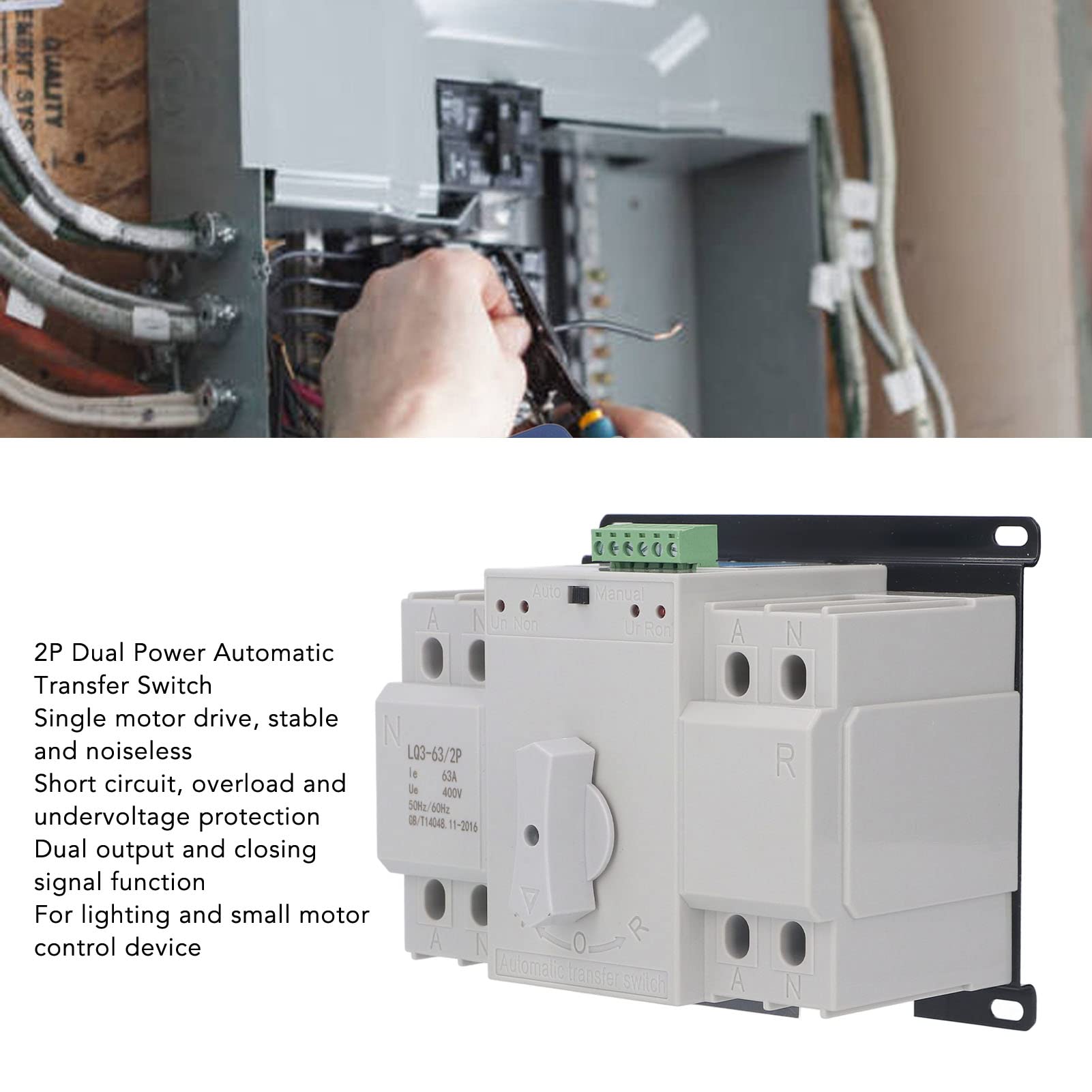 Interruttore Trasferimento Automatico ATS 400V 4P 63A - Per UPS, Solare, Inverter