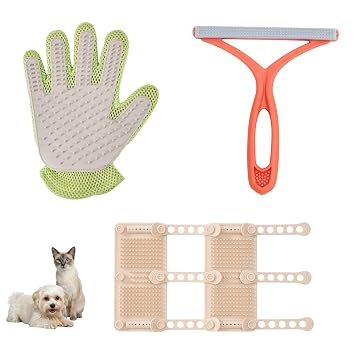 Petpals Pet Hair removal Tool, Cat Massager, 2 in 1 Pet Grooming Glove Kit | Cat/Dog Hair Removal Brush for Carpet, Rugs, Couch, Furniture, Clothes, 3 in 1 Bundle, Clean Up, Pet Hair Anywhere in House
