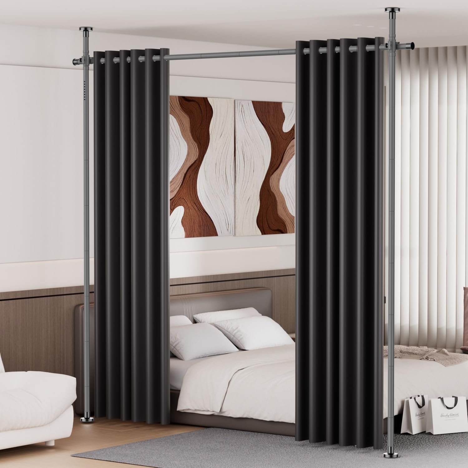 Room Divider Curtains with Ceiling Track, Wide Curtain for Room Partition