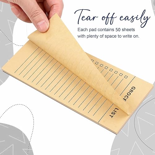 Miniatura 12 de Utron Paquete de 4 blocs de notas magnéticos para refrigerador, 50 páginas/lista de comestibles, almohadilla magnética de diseño para lista