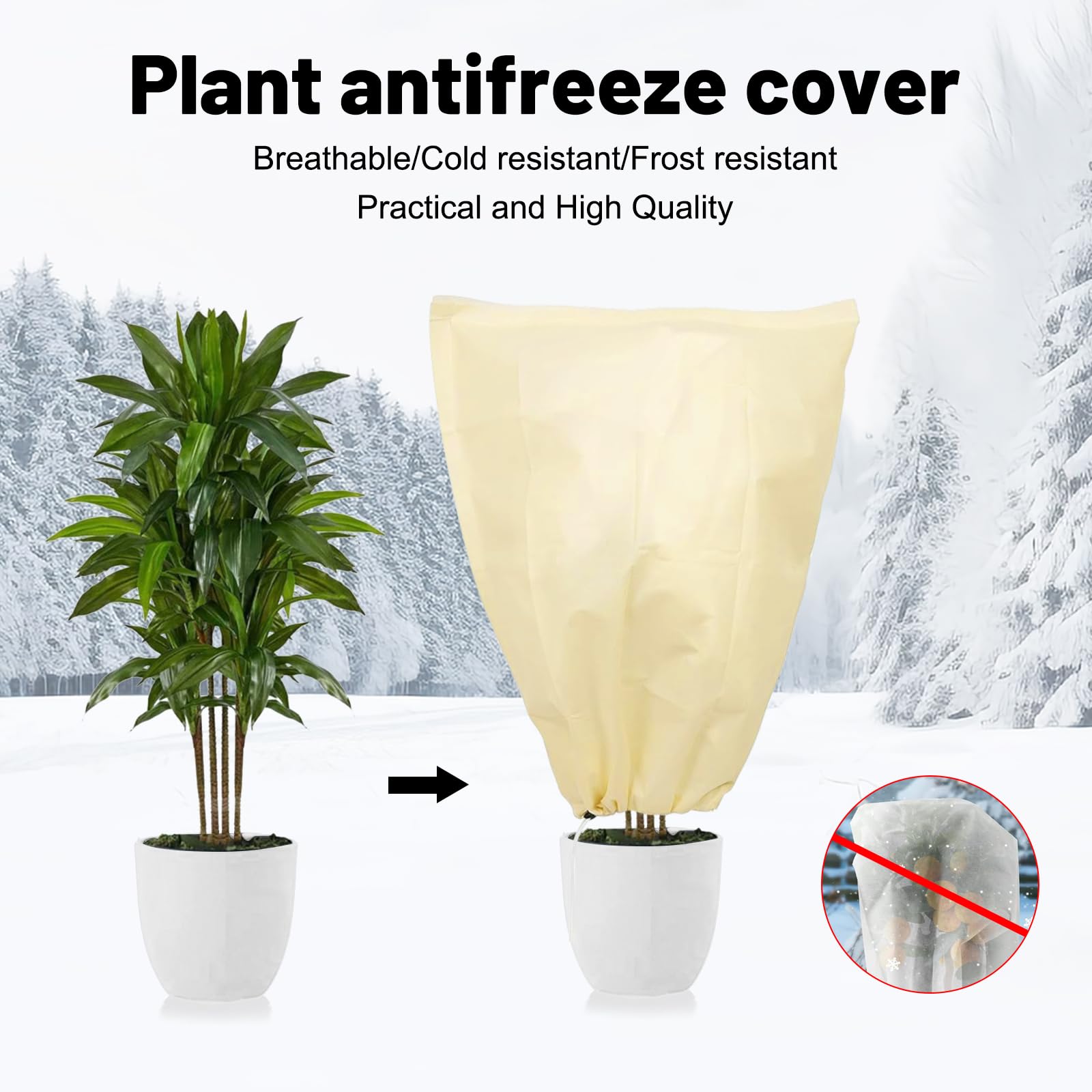 Vegena Winterbescherming Voor Planten, Winterbescherming Voor Planten Winterbescherming Voor Potplanten Vorstbescherming Beschermhoes Voor Planten Tuinvlies Beschermkap Voor Boom Palmen Balkonplanten 200 X 240 Cm