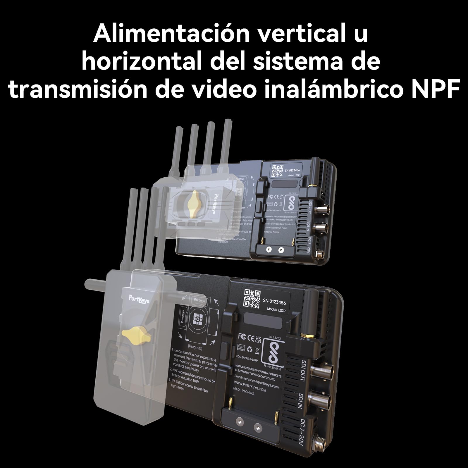 Portkeys LS7P Monitor De Campo On-Camera 7" 1000nit Touchscreen, Control Inalámbrico De Cámara, Marco De Metal, Monitor Compatible con S0NY FX3/FX30/FX6, CAN0N EOS C80/C400, BMPCC 4K/6K