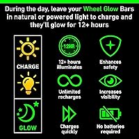 Vista 3 de GLO-X Luces solares para rueda de bicicleta (paquete de 2) – Luces de radios de bicicleta que brillan en la oscuridad, impermeables, fáciles