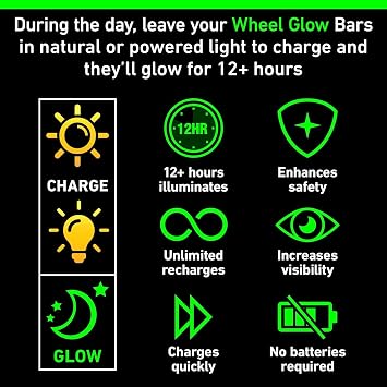 GLO-X Solar-Powered Bike Wheel Lights (2 Pack) - Glow in The Dark Bicycle Spoke Lights, Waterproof, Easy Install