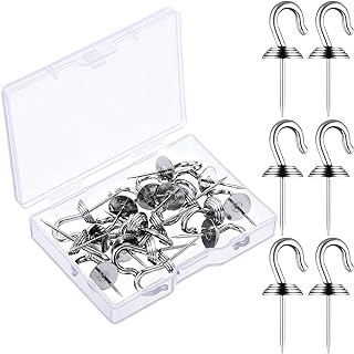 Hotop 30 Pieces Push Pin Wall Hooks Metal Thumb Tack Hangers Iron Alloy Nail Decorative Picture Hooks for 20 Lbs Home Office School Party Supply (Silver)
