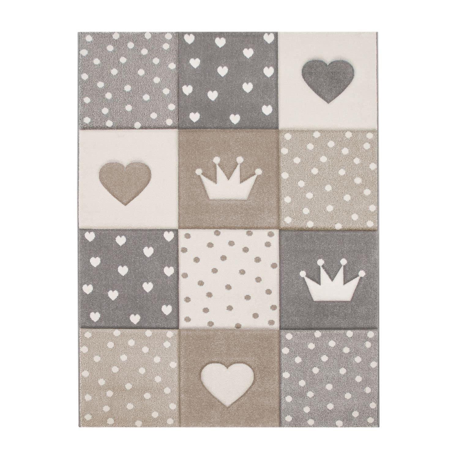 TT Home Tappeto Bambini Chicco Tappeto Stanza Bambini Pastello 3D Polkadot Cuore, Colore:Beige, Dimensione:80x150 cm