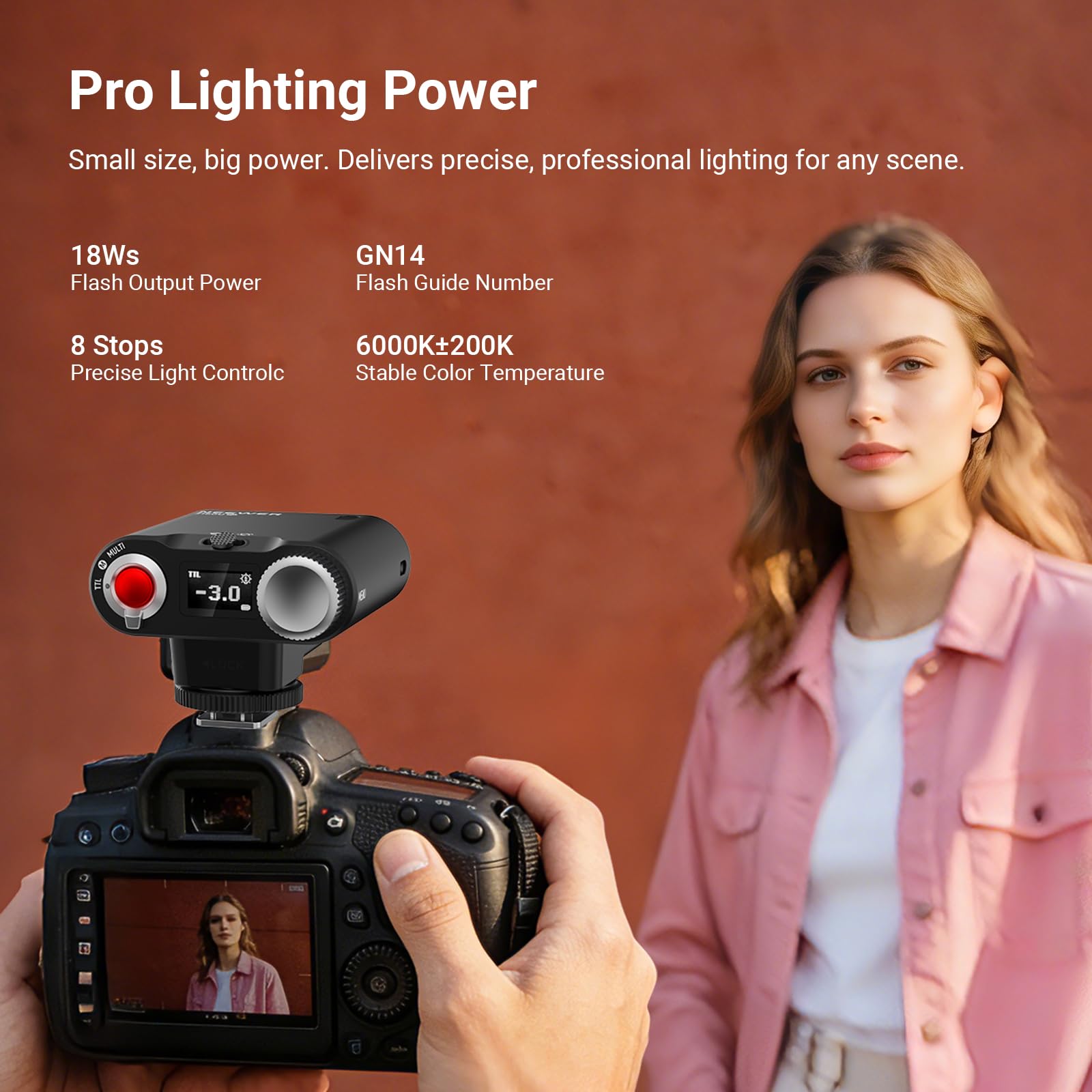 NEEWER Z160U-C lampa błyskowa Speedlite kompatybilna z Canon, kompatybilna z Godox, 18Ws GN14 6000K TTL 1/8000 HSS lampa błyskowa z USB C 1100 mAh bateria 1,4 s recykling 1100 błysków pełnej mocy
