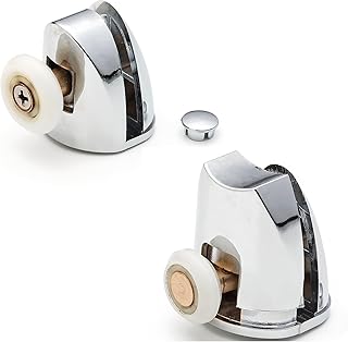 ShowerPart Single Top and Bottom Shower Door Roller/Wheel/Runner SS1, Shower Door Wheels Diameter 18-22mm, Wheels Thickness 5.5-6mm, Chromed Plastic Cover, Shower Door Replacement Parts, 4X