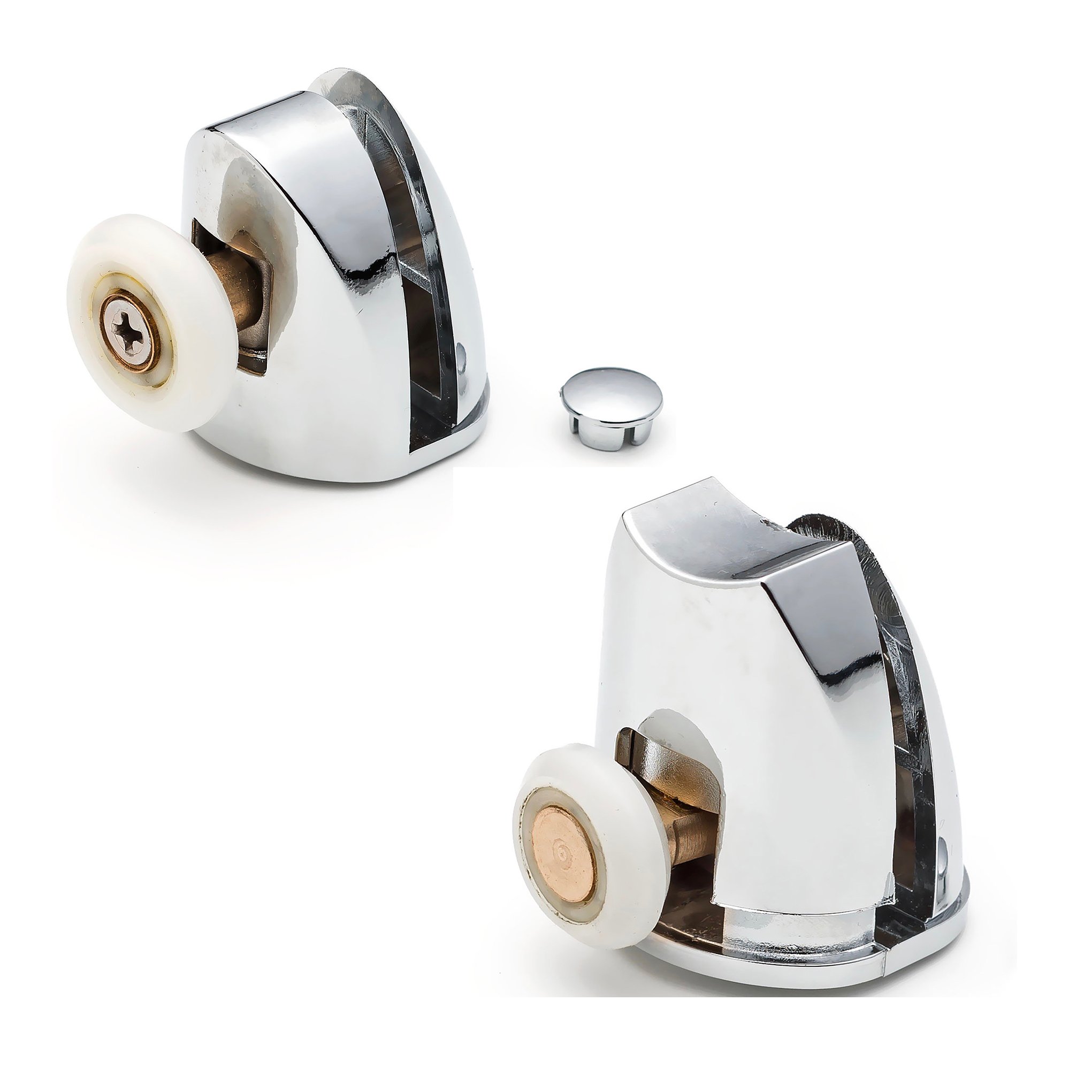 ShowerPart Single Top and Bottom Shower Door Roller/Wheel/Runner SS1, Diameter 18-22mm, Wheels Thickness 5.5-6mm, Chromed Plastic Cover, Shower Door Replacement Parts, 4X