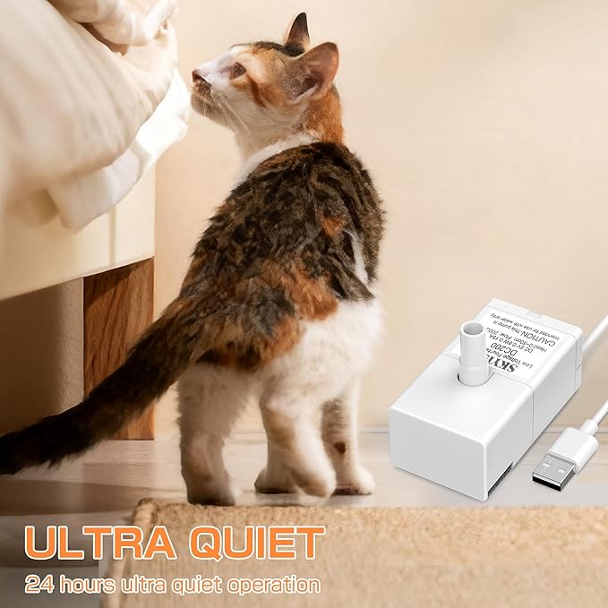 Bomba para Fuente de Agua para Gatos 50oz y 95oz, Ultra Silenciosa con USB miniatura 7