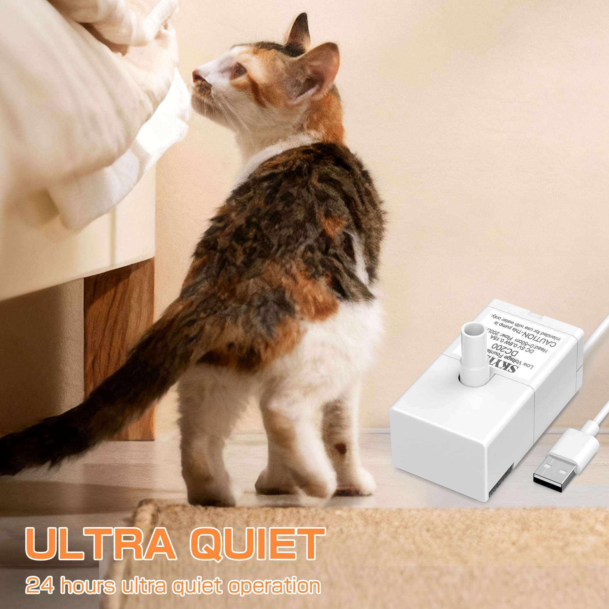 Bomba de fuente de agua para gatos Veken de 50 onzas, 95 onzas, bomba ultra silenciosa con cable USB, luz LED y 6 paquetes de filtros de fuente para mascotas