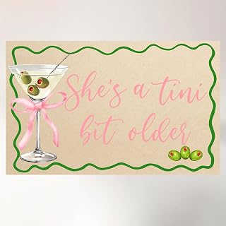 A Tini Bit Older Backdrop for A Tini Bit Older Birthday Decorations Green Pink She's a Tini Bit Older Banner for Espresso Martini Party Decorations